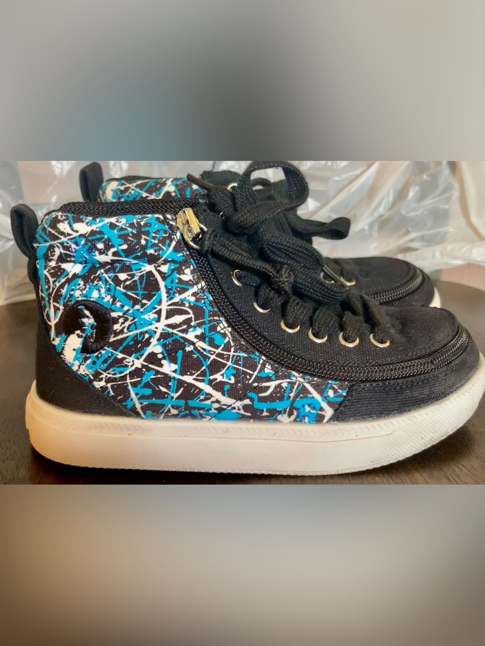 BILLY Footwear Classic DR II High Top Black Graffiti Splash Kids Shoe Size 12W - Picture 2 of 5